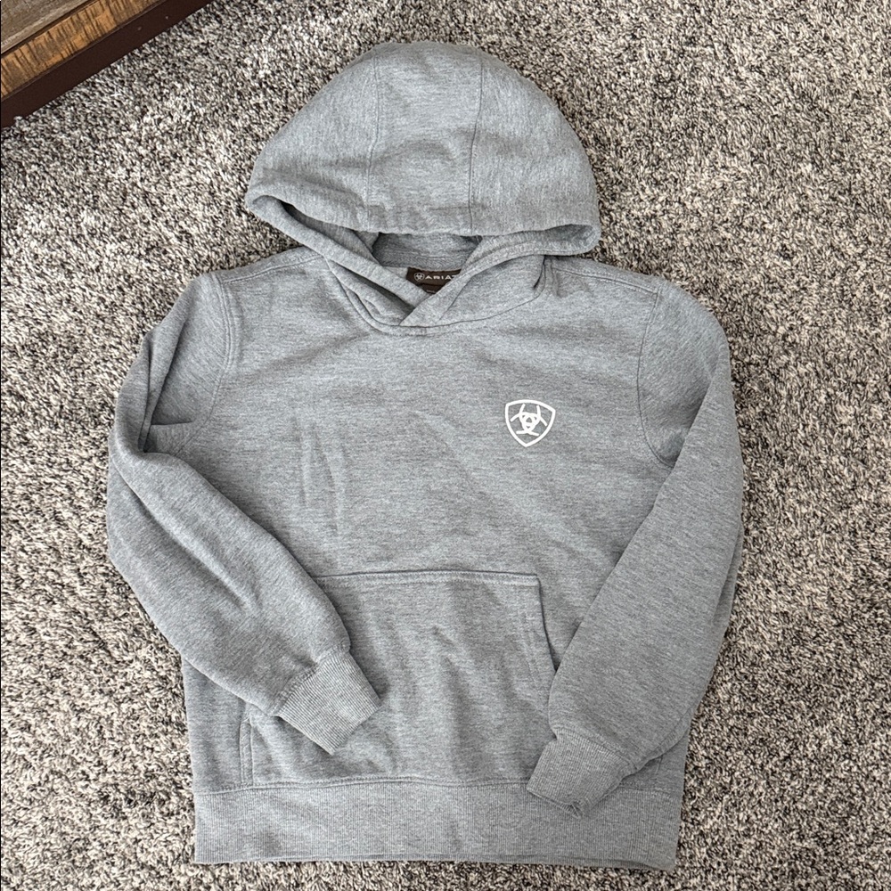 Ariat Boys Heather Gray Hooded Pullover with Logo